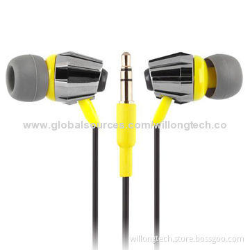 Good Quality Colorful Metallic Metal Earphones for MP3 Players, with 32 Ohms Impedance